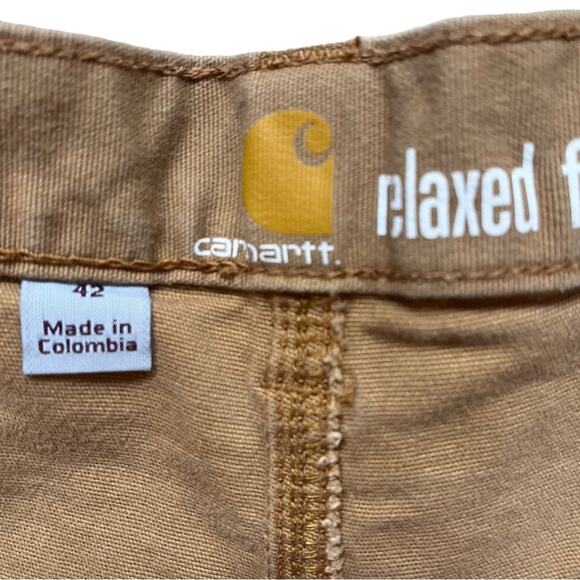 CARHARTT Carpenter Shorts Men’s 42 Relaxed Fit Tan Cotton Canvas 10” - Picture 4 of 7